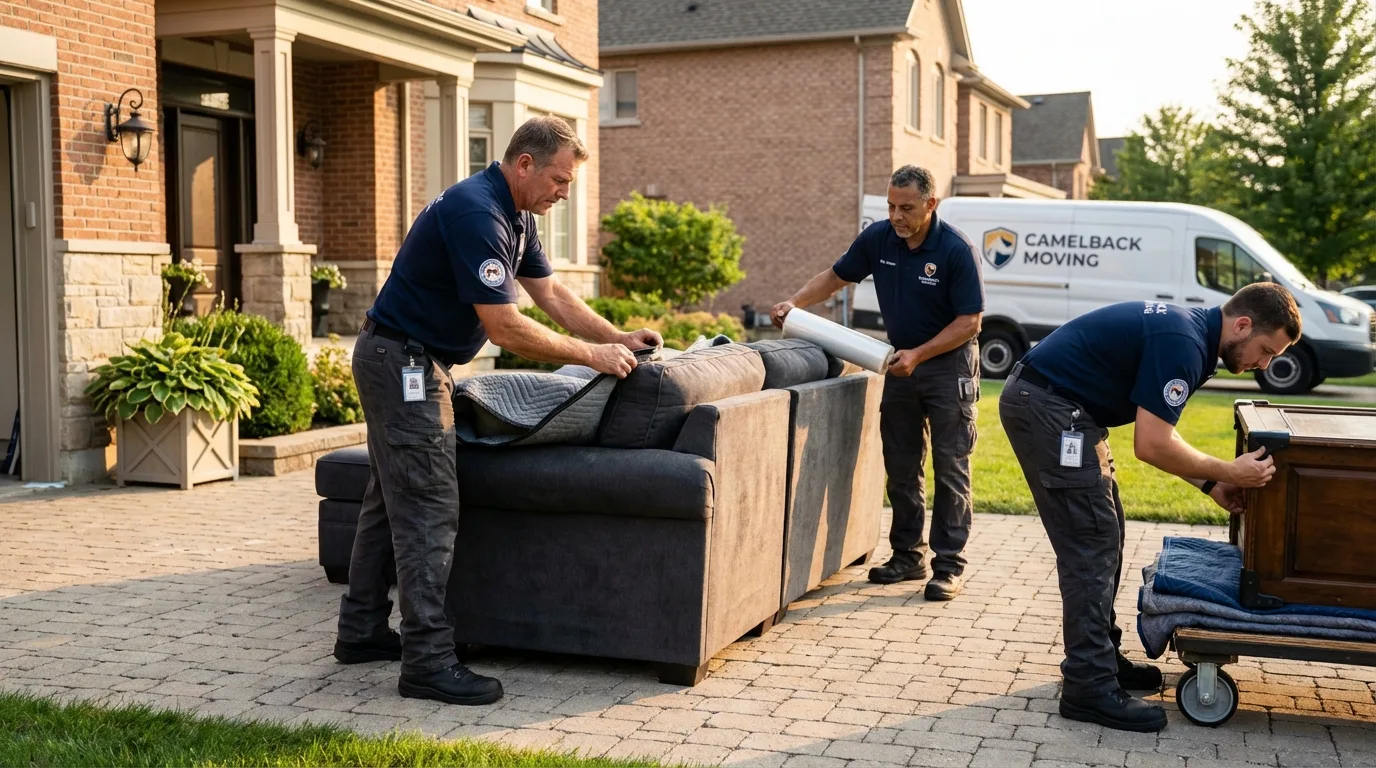 Large estate moving crew wrapping furniture in Grangeville, ID