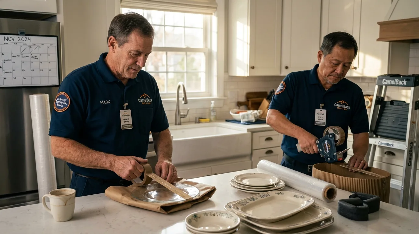 Professional crew packing kitchen dishware in Grangeville, ID